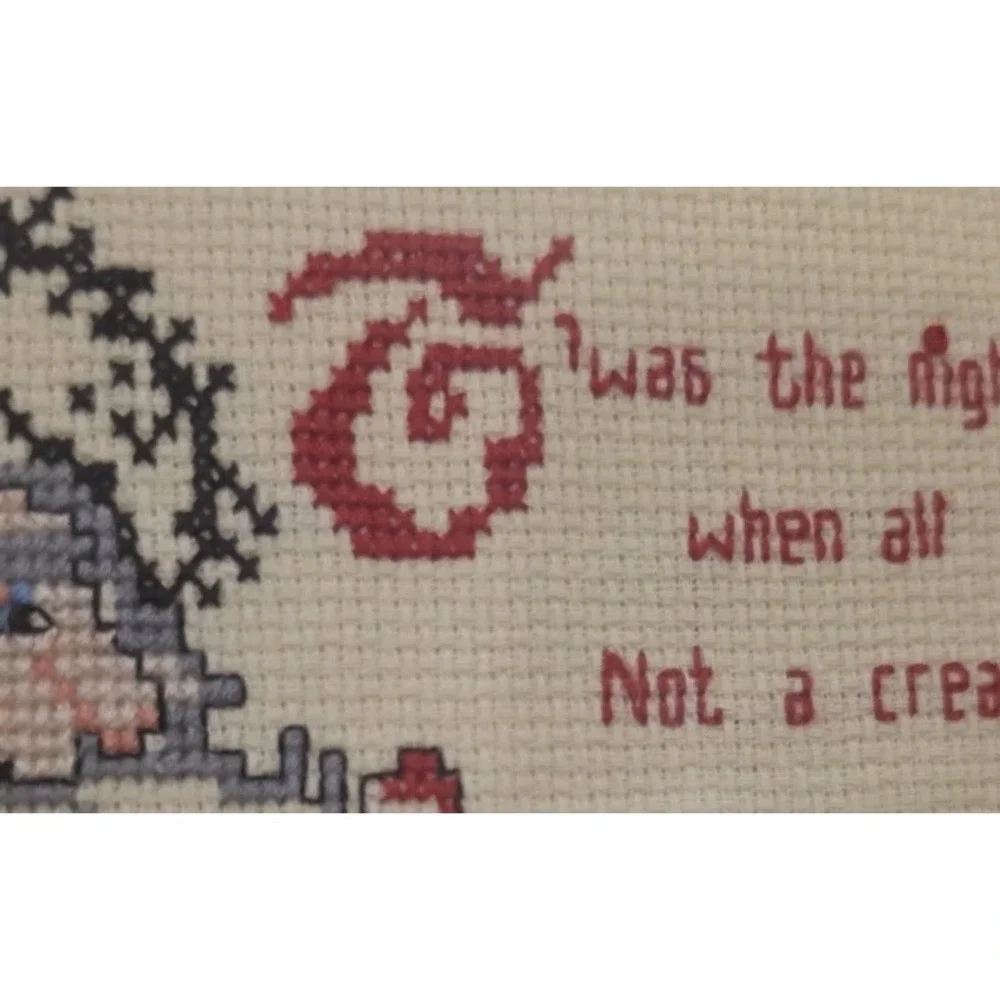 Christmas Twas the Night Before Christmas Needlepoint Wall Decor Handmade